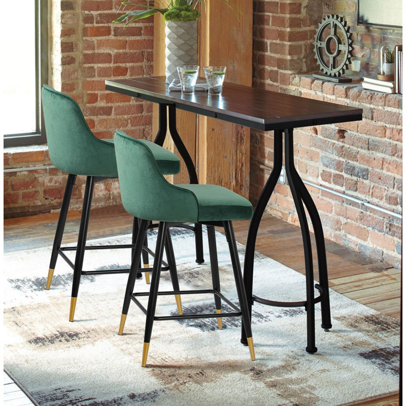 Everly Quinn Swivel Velvet Upholstered Counter & Bar Stool & Reviews